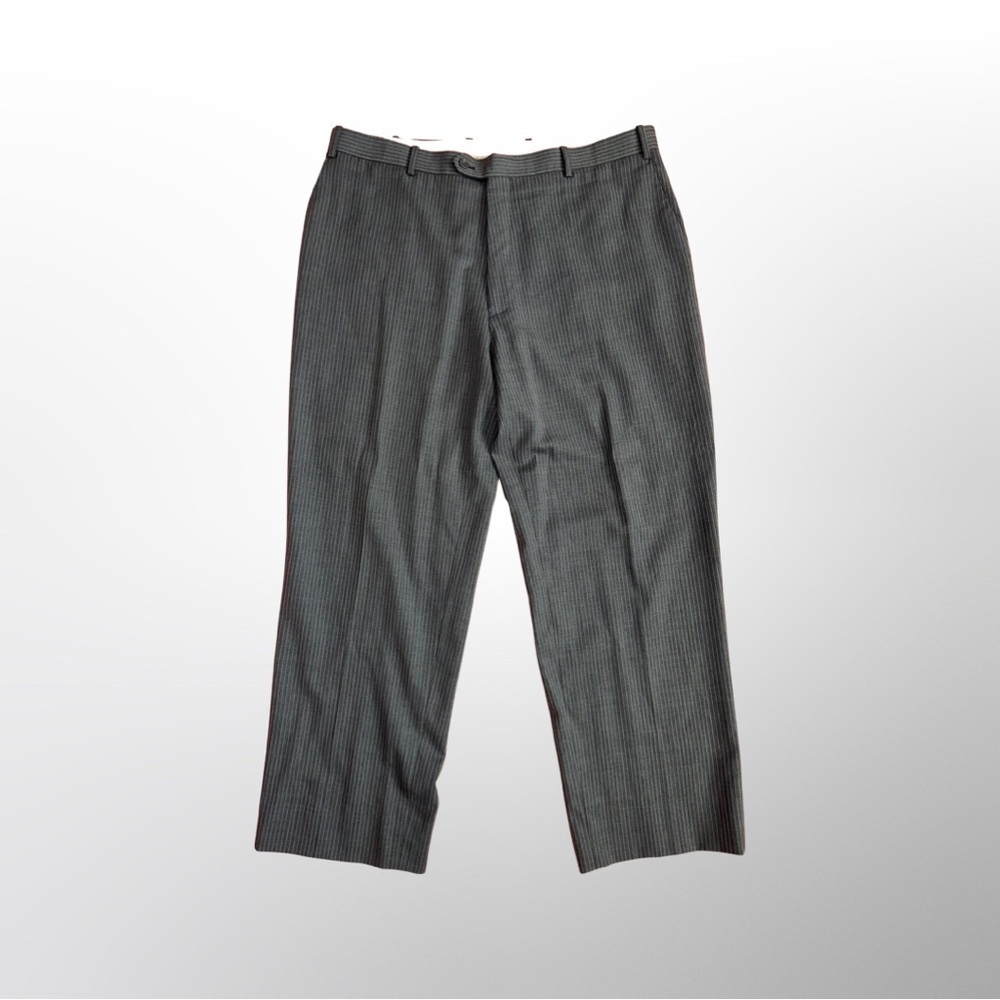 Ferreti Pronto Uomo Grey Striped Wool Men’s Dress Pants Size  40Wx46L